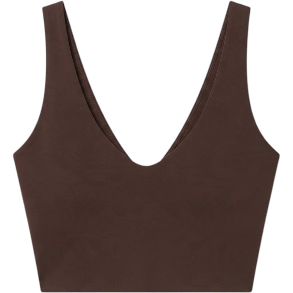 Skims Matte V-Neck Longline Bra Dark Sepia BA-LLL-8616W Small